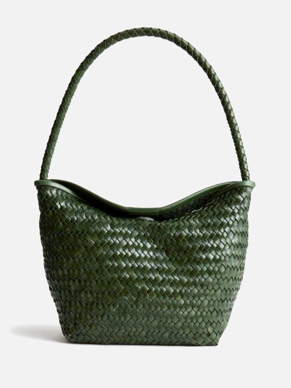 Woven Shoulder Tote Bag in Olive Green